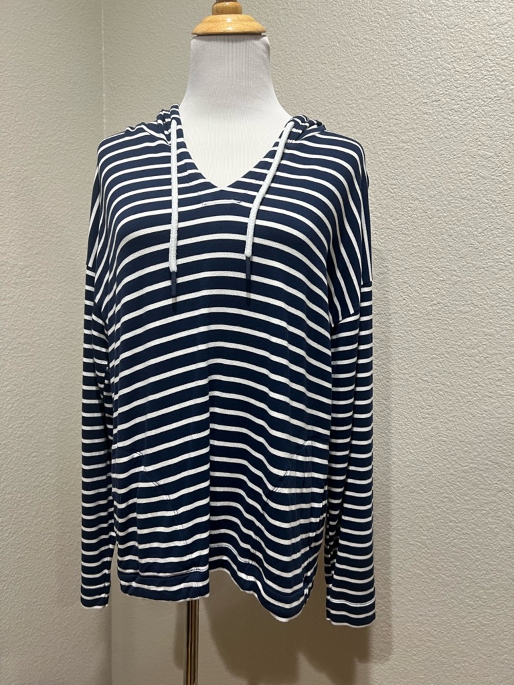 Buffalo David Bitton Blue White Striped Hoodie, M